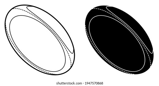 Sports ball for playing rugby icon. Team sports. Active lifestyle. Isolated black and white vector