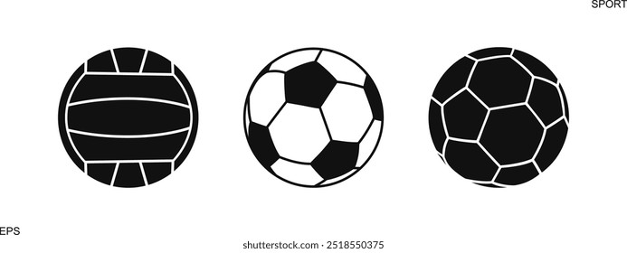 Sports ball set. Isolated sports ball on white background