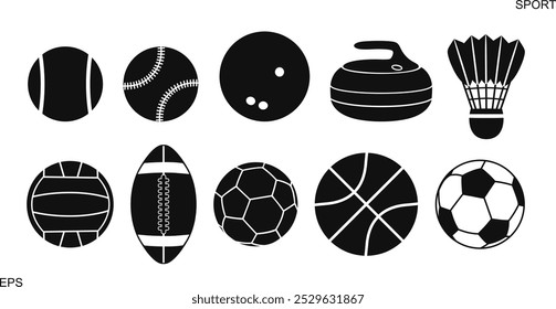 Sports ball set. Isolated sports ball on white background