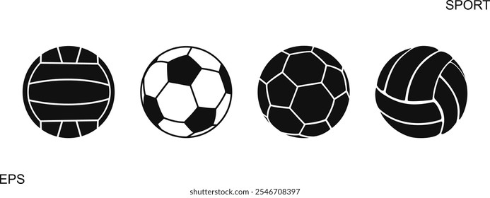 Sports ball set. Isolated sports ball on white background