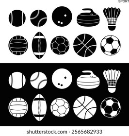 Sports ball set. Isolated sports ball on white background