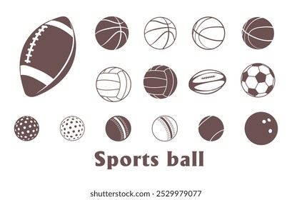 Sports ball silhouette, Game ball silhouette, Football silhouette, Sports ball icons, Sports ball vector bundle 