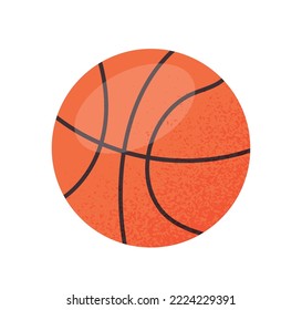 Sports ball sticker. Icon with orange ball for playing basketball or team physical activity. Championship. Equipment for sports game. Cartoon flat vector illustration isolated on white background