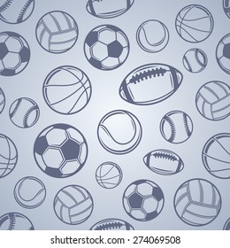 Sports Balls Background, Seamless Pattern