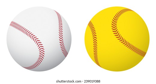 Sports balls: baseball and softball. Small set.