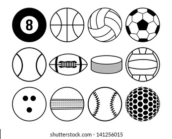 sports balls black and white