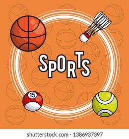 Sports balls equipment vibrant card background