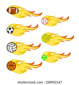 sports balls and fire