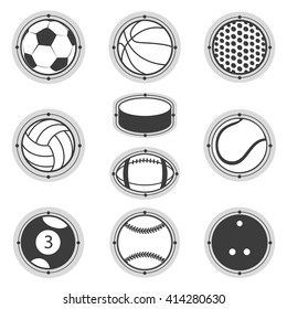 Sports Balls. Football, basketball, golf, volleyball, hockey, american football, tennis, billiard, baseball, bowling