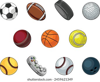 Iconos de pelotas deportivas, incluyendo símbolos de fútbol, baloncesto y béisbol