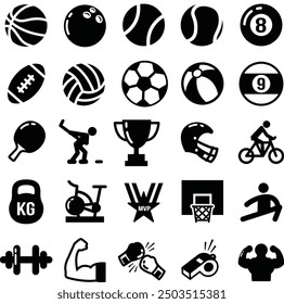 Conjunto de iconos de bolas deportivas Ilustraciones