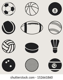  Sports Balls Icons set. Vector Illustration 