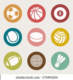 Sports Balls Icons Set. Vector Illustration 