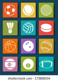 Sports Balls Icons set. Vector Illustration 