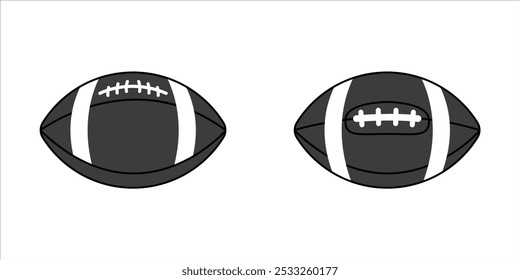 Esportes bolas Ícones vetor silhueta gráficos. Ilustração do futebol americano.