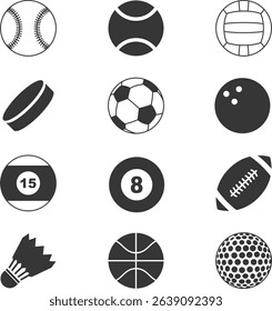 sports balls icons in vectors
