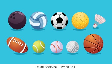 Sports balls isolated vector illustration