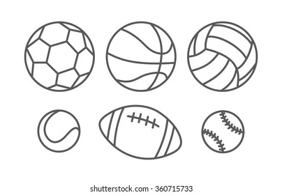 Sports balls in linear style