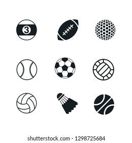 Sports Balls Minimal Flat Line Vector Icon Set