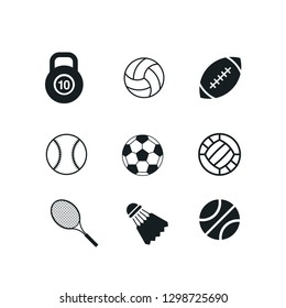 Sports Balls Minimal Flat Line Vector Icon Set