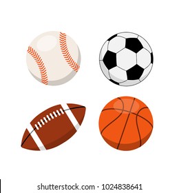 Sports balls on white background vector illustration.