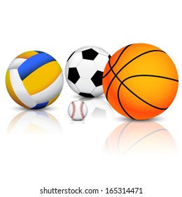 Sports balls on white background 