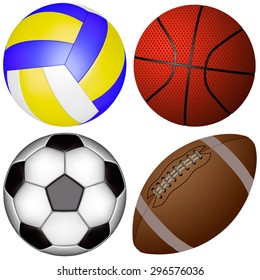 sports balls on a white background