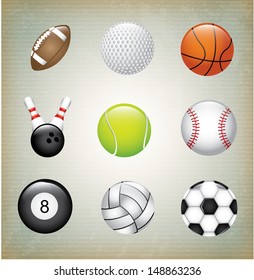 sports balls over gray background vector illustration 