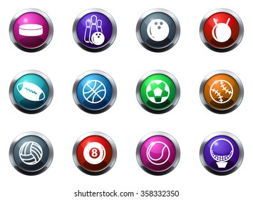 Sports Balls round glossy web icon set