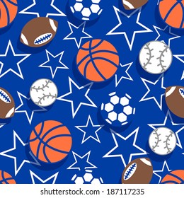 Sports Balls Seamless Pattern .