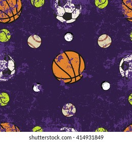 Sports balls seamless pattern