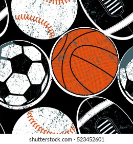 Sports Balls Seamless Pattern .