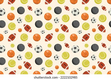 Sports balls seamless pattern. Sports balls pattern background.