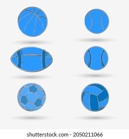 Sports balls set icons isolated object. Vector illustration.