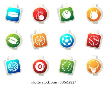 Sports Balls stickers label icon set
