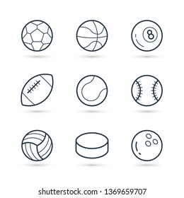 Sports Balls trendy icon set. Vector eps 10