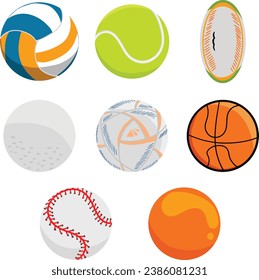 Sports balls vector big set isolated on transparent background. Illustration of soccer and baseball, football game and tennis