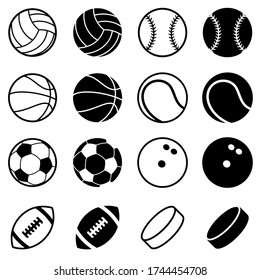 Sports Balls Vector Illustration Set on White