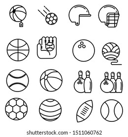 Sports balls vector set. Cartoon ball icons.