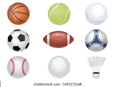 Sports Balls Vector Set Isolated On A White Background.