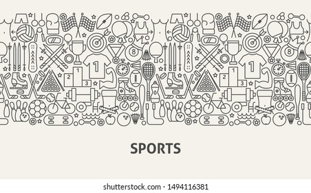 Sports Banner Concept. Vector Illustration of Outline Design.