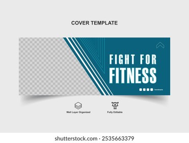 Design de banner esportivo. Modelo de Capa de Fitness. GYM Cover Design (em inglês). Esportes Novo. Banner de modelo gráfico moderno para mídias sociais e sites