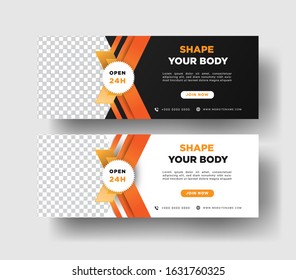 Sports Banner Template, Gym Fitness, with a modern, clean design, Vector Template
