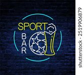 sports bar, cafe, sports bar neon, neon, vector