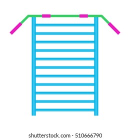 Sports bars playground. Ladder for climbing and gymnastic, swedish stair for training, vector illustration