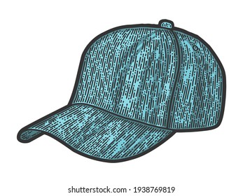 Sports baseball caps, hat. Sketch scratch board imitation color.