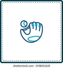 sports, baseball glove in blue lines white background vector image