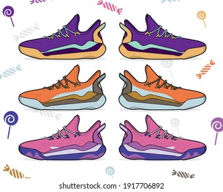 Sports basketball shoes design vector template