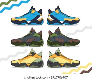 Sports basketball shoes design vector template