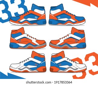 Sports basketball shoes design vector template